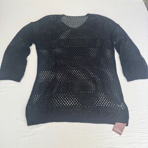 Women's Black Crochet Cover Up